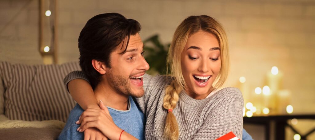 A couple celebrating Santa Barbara Christmas.