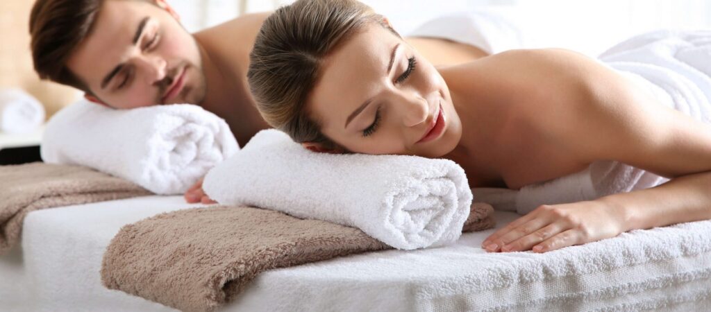 Two people getting a Massage in Santa Barbara.